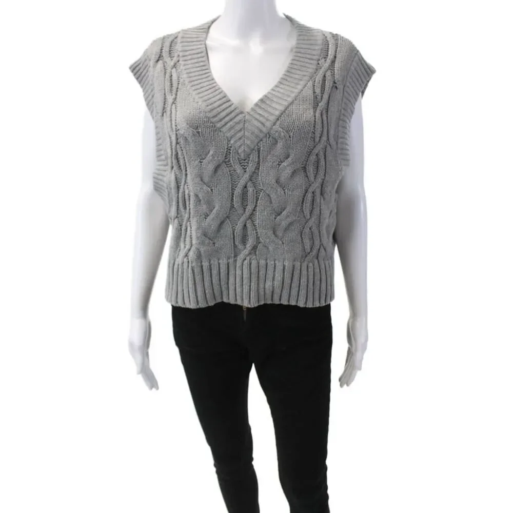 Urban Outfitters Womens Cotton Sleeveless V-neck Sweater Vest Gray Size XS